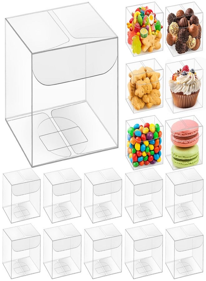 Eaasty 200 Pcs 2 x 2 x 2 Inch Clear Favor Boxes Small Transparent Candy Gift Box Plastic Treat Boxes Party Favor Cube for Packaging Containers Macaron Birthday Wedding Baby Shower - Image 1